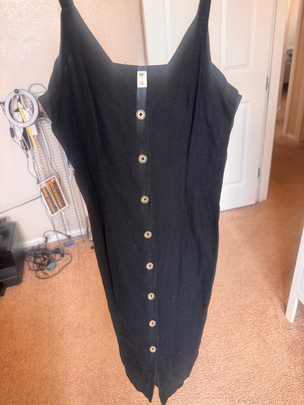 bp Black Button-Front LinenMidi Slip Dress - Picture 4 of 4